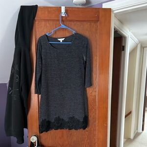 Charming Charlie Charcoal Tunic with Black Lace
